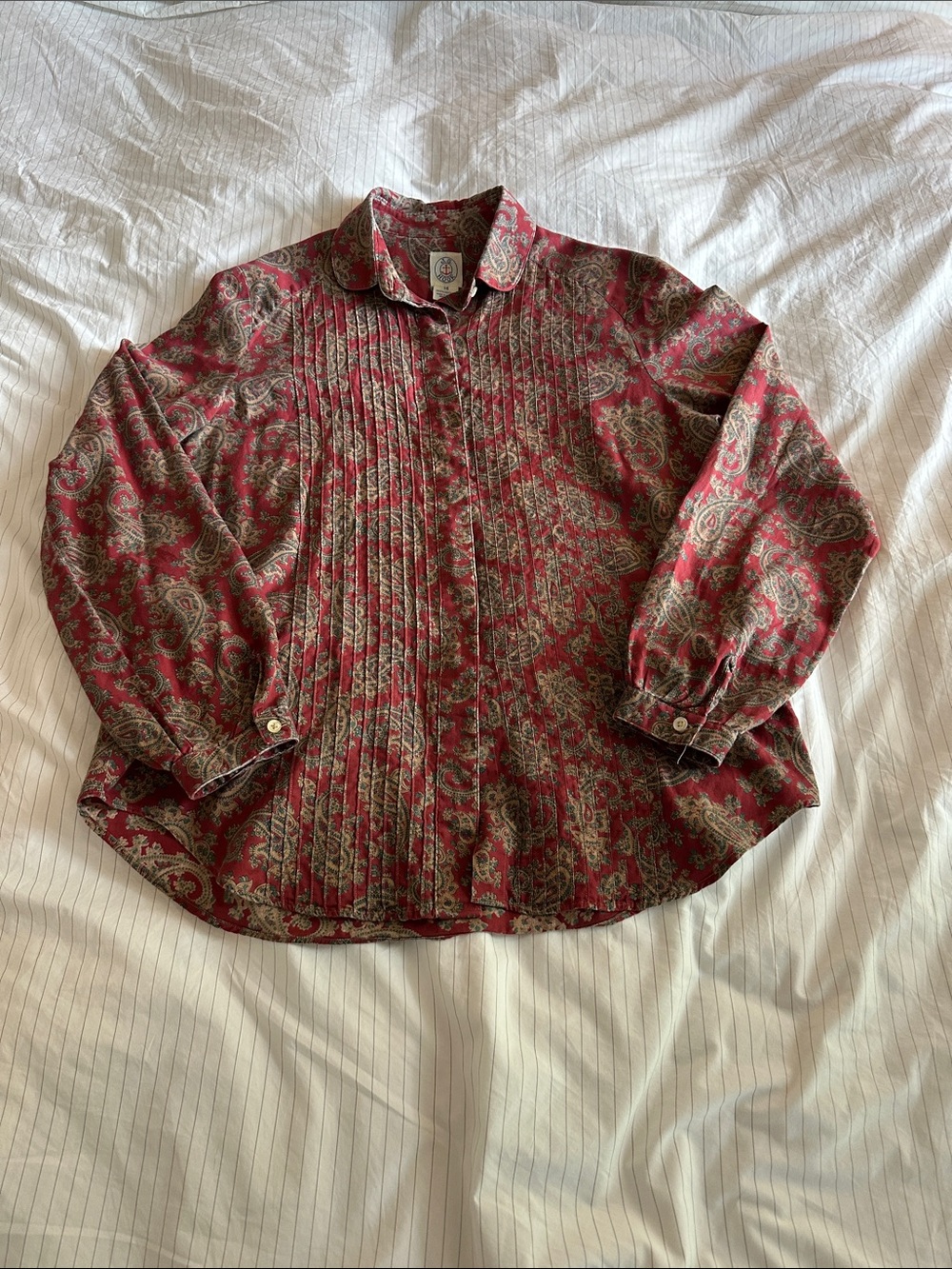 J.G. Hook - Vintage Paisley Long-Sleeve Shirt Button Down Blouse